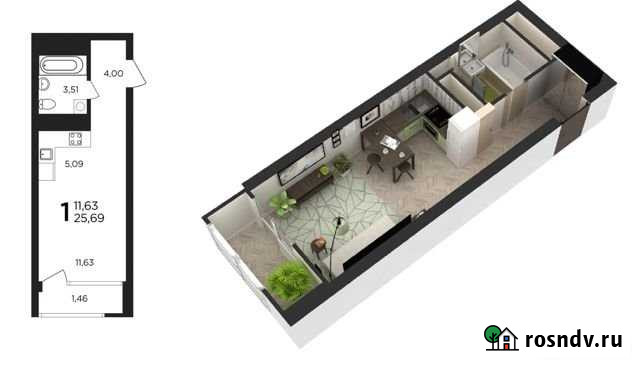 Квартира-студия, 25.6 м², 9/25 эт. на продажу в Уфе Уфа - изображение 1