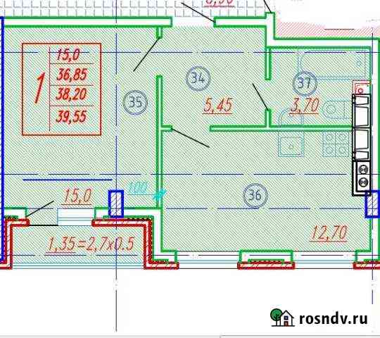 1-комнатная квартира, 40 м², 9/10 эт. на продажу в Яблоновском Яблоновский