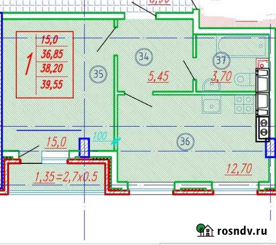 1-комнатная квартира, 40 м², 9/10 эт. на продажу в Яблоновском Яблоновский - изображение 1