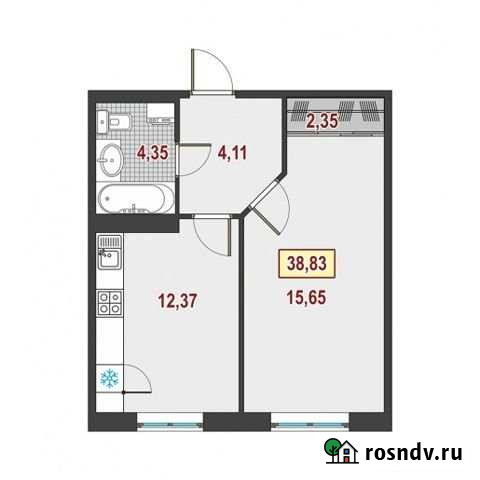 1-комнатная квартира, 38.4 м², 2/8 эт. на продажу в Кудрово Кудрово - изображение 1