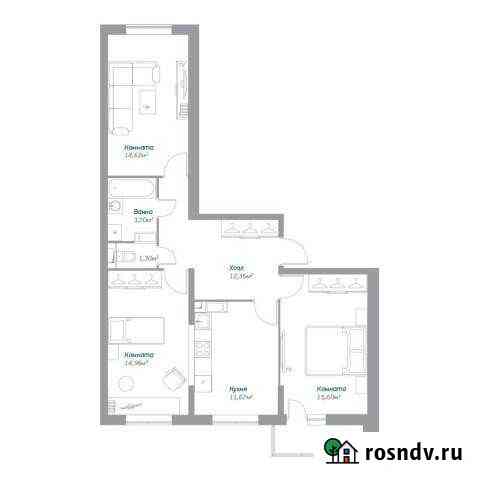 3-комнатная квартира, 75.8 м², 3/17 эт. на продажу в Октябрьском Московской области Октябрьский