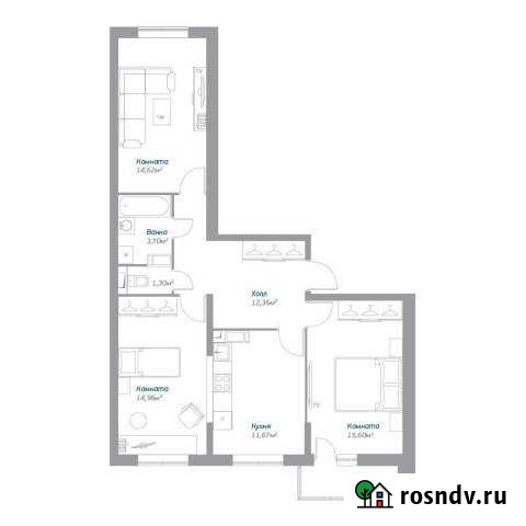 3-комнатная квартира, 75.8 м², 3/17 эт. на продажу в Октябрьском Московской области Октябрьский - изображение 1