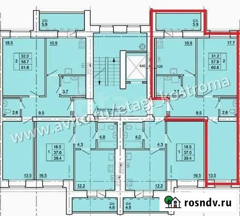 2-комнатная квартира, 60.8 м², 6/9 эт. на продажу в Костроме Кострома - изображение 1