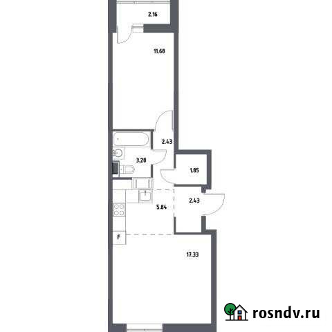 2-комнатная квартира, 46.1 м², 17/17 эт. на продажу в Октябрьском Московской области Октябрьский - изображение 1