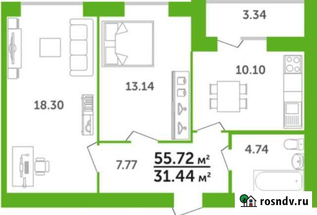 2-комнатная квартира, 55.7 м², 7/14 эт. на продажу в Стерлитамаке Стерлитамак - изображение 1