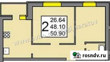 2-комнатная квартира, 50.9 м², 10/10 эт. на продажу в Саратове Саратов - изображение 1