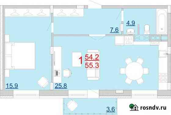 2-комнатная квартира, 55.3 м², 5/5 эт. на продажу в Туле Тула