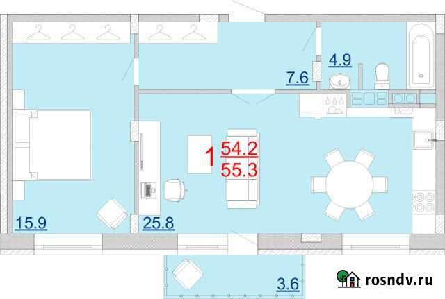 2-комнатная квартира, 55.3 м², 5/5 эт. на продажу в Туле Тула - изображение 1