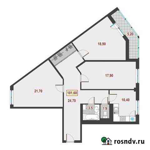3-комнатная квартира, 101.1 м², 10/10 эт. на продажу в Кудрово Кудрово