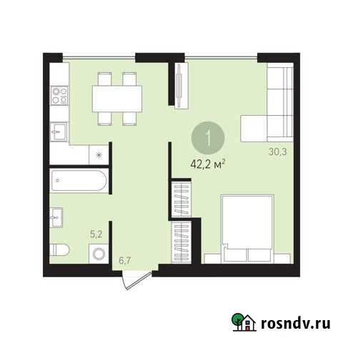 Квартира-студия, 42.2 м², 2/9 эт. на продажу в Екатеринбурге Екатеринбург - изображение 1