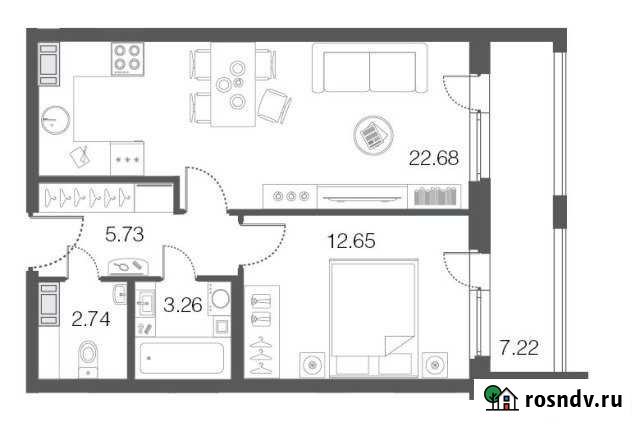1-комнатная квартира, 47 м², 2/5 эт. на продажу в Сестрорецке Сестрорецк - изображение 1