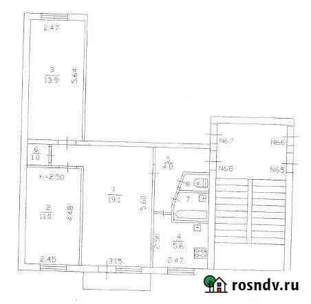 3-комнатная квартира, 58.9 м², 2/5 эт. на продажу в Сиверском Сиверский
