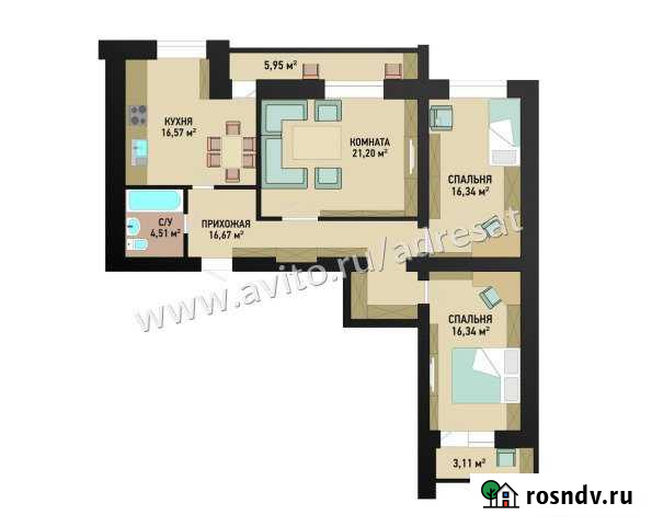 3-комнатная квартира, 96 м², 12/12 эт. на продажу в Волгограде Волгоград - изображение 1