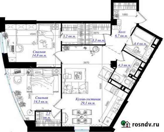 3-комнатная квартира, 79 м², 15/23 эт. на продажу в Ростове-на-Дону Ростов-на-Дону