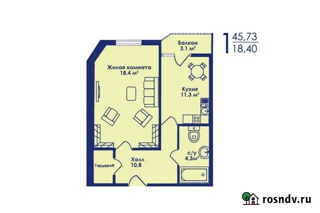 1-комнатная квартира, 45.7 м², 7/17 эт. на продажу в Котельниках Котельники - изображение 1