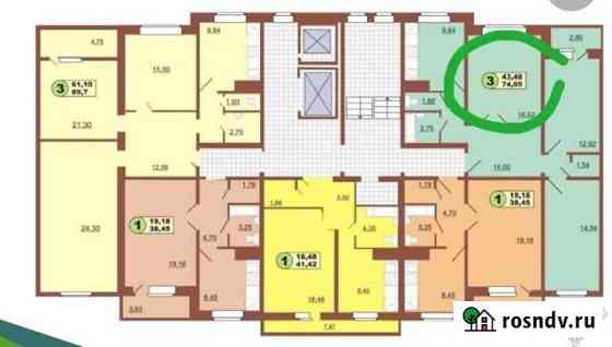 3-комнатная квартира, 74 м², 3/10 эт. на продажу в Сосновоборске Красноярского края Сосновоборск
