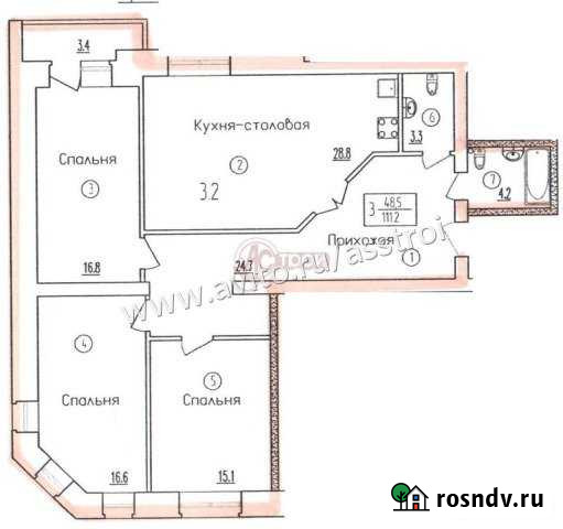 3-комнатная квартира, 111.2 м², 2/6 эт. на продажу в Тобольске Тобольск - изображение 1