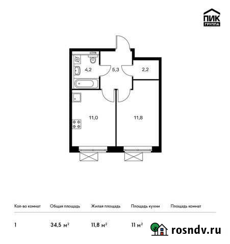 1-комнатная квартира, 34.5 м², 19/25 эт. на продажу в Одинцово Одинцово - изображение 1