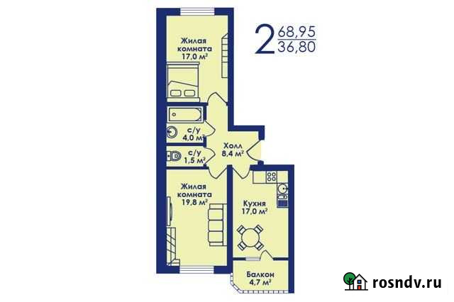 2-комнатная квартира, 69 м², 15/17 эт. на продажу в Котельниках Котельники - изображение 1