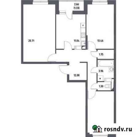 3-комнатная квартира, 77.6 м², 17/17 эт. на продажу в Октябрьском Московской области Октябрьский