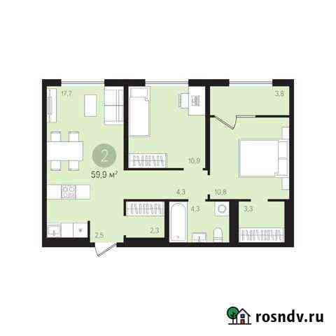 2-комнатная квартира, 59.7 м², 9/9 эт. на продажу в Видном Видное