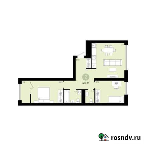 2-комнатная квартира, 72 м², 3/16 эт. на продажу в Сургуте Ханты-Мансийского АО Сургут - изображение 1