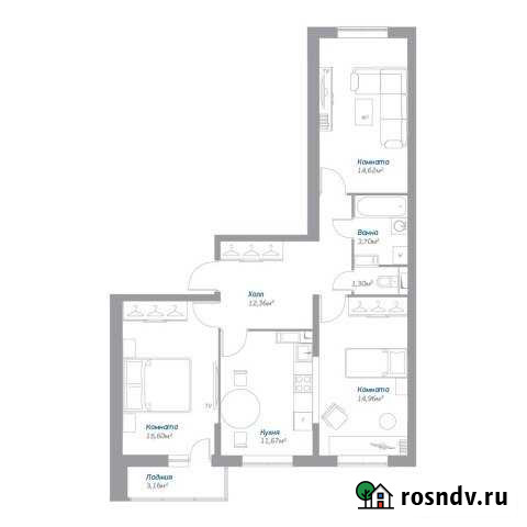 3-комнатная квартира, 75.8 м², 15/17 эт. на продажу в Октябрьском Московской области Октябрьский - изображение 1