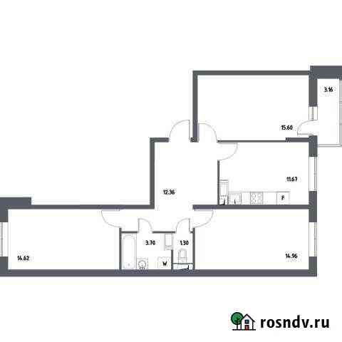 3-комнатная квартира, 75.8 м², 16/17 эт. на продажу в Октябрьском Московской области Октябрьский