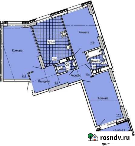 3-комнатная квартира, 89.2 м², 9/15 эт. на продажу в Ижевске Ижевск - изображение 1