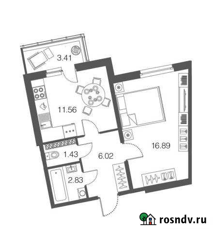 1-комнатная квартира, 38.7 м², 4/4 эт. на продажу в Токсово Токсово - изображение 1