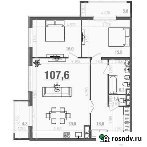 3-комнатная квартира, 107.6 м², 2/18 эт. на продажу в Рязани Рязань - изображение 1