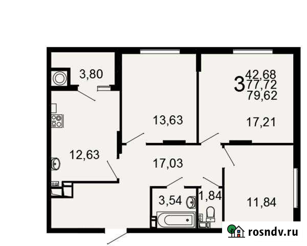 3-комнатная квартира, 79 м², 14/20 эт. на продажу в Рязани Рязань - изображение 1