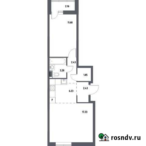 2-комнатная квартира, 46.3 м², 2/17 эт. на продажу в Октябрьском Московской области Октябрьский - изображение 1