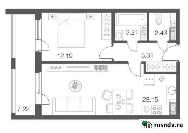 1-комнатная квартира, 46.2 м², 4/5 эт. на продажу в Сестрорецке Сестрорецк - изображение 1