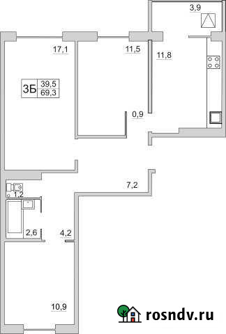 3-комнатная квартира, 69.3 м², 10/10 эт. на продажу в Пскове Псков - изображение 1