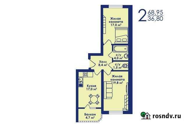 2-комнатная квартира, 69 м², 6/17 эт. на продажу в Котельниках Котельники - изображение 1