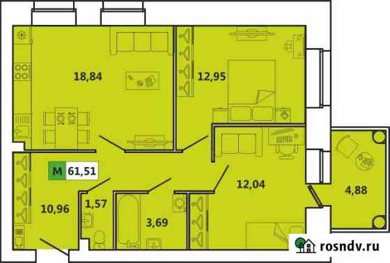 3-комнатная квартира, 62 м², 4/5 эт. на продажу в Северодвинске Северодвинск