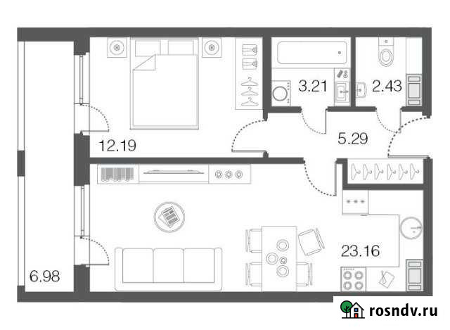 1-комнатная квартира, 46.3 м², 4/5 эт. на продажу в Сестрорецке Сестрорецк - изображение 1