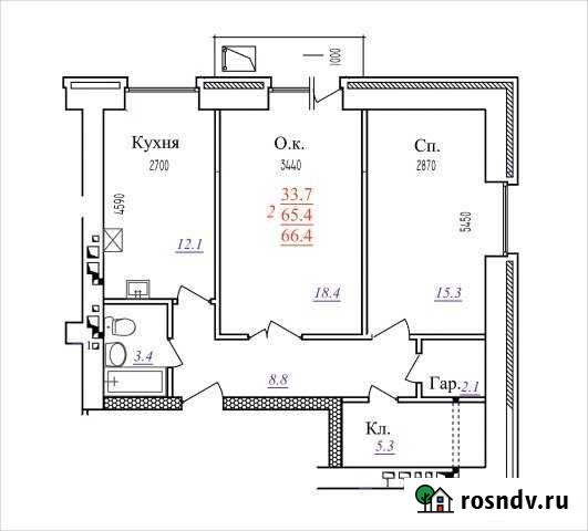 2-комнатная квартира, 66.3 м², 10/10 эт. на продажу в Новоалтайске Новоалтайск - изображение 1