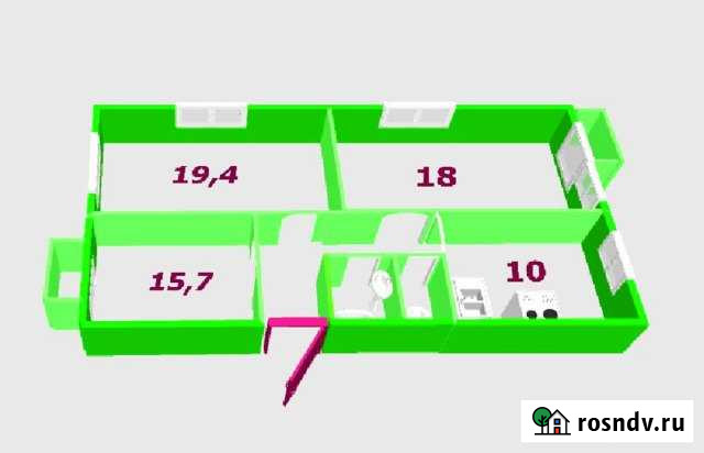 3-комнатная квартира, 76.7 м², 4/4 эт. на продажу в Железногорске Красноярского края Железногорск - изображение 1