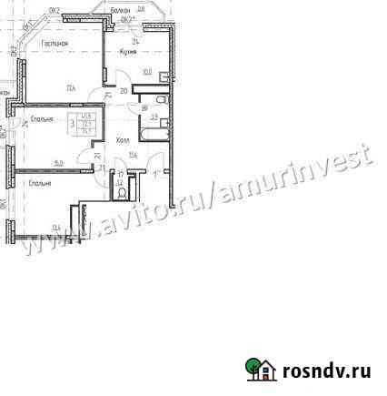 3-комнатная квартира, 74.3 м², 12/14 эт. на продажу в Благовещенске Амурской области Благовещенск