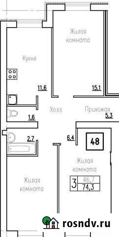 3-комнатная квартира, 74.3 м², 1/3 эт. на продажу в Самаре Самара - изображение 1