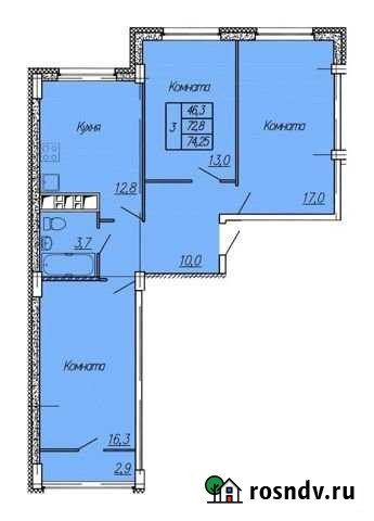 3-комнатная квартира, 74.3 м², 4/18 эт. на продажу в Иваново Иваново - изображение 1