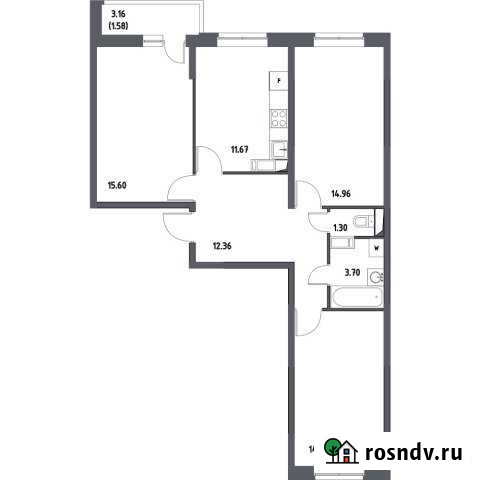 3-комнатная квартира, 75.8 м², 16/17 эт. на продажу в Октябрьском Московской области Октябрьский - изображение 1
