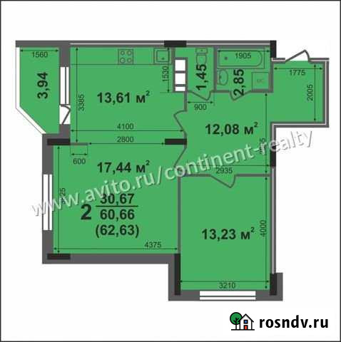2-комнатная квартира, 62.6 м², 15/17 эт. на продажу в Коврове Ковров - изображение 1
