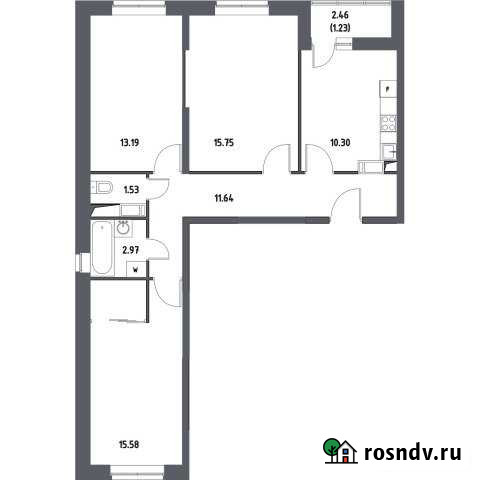 3-комнатная квартира, 72.2 м², 15/17 эт. на продажу в Октябрьском Московской области Октябрьский - изображение 1
