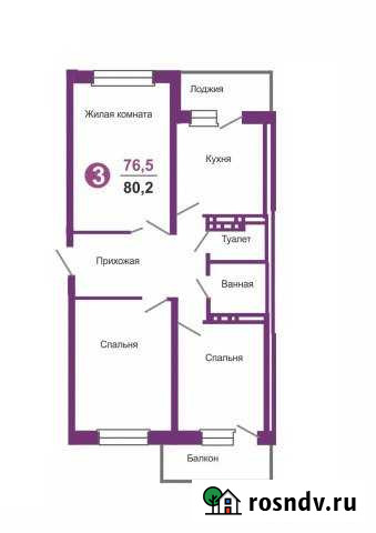 3-комнатная квартира, 80.2 м², 2/19 эт. на продажу в Красноярске Красноярск - изображение 1