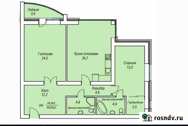 2-комнатная квартира, 101.5 м², 1/3 эт. на продажу в Обнинске Обнинск - изображение 1