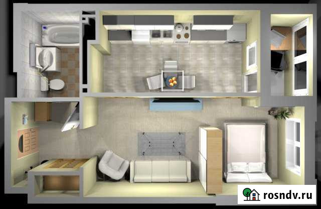 1-комнатная квартира, 44 м², 4/24 эт. на продажу в Батайске Батайск - изображение 1