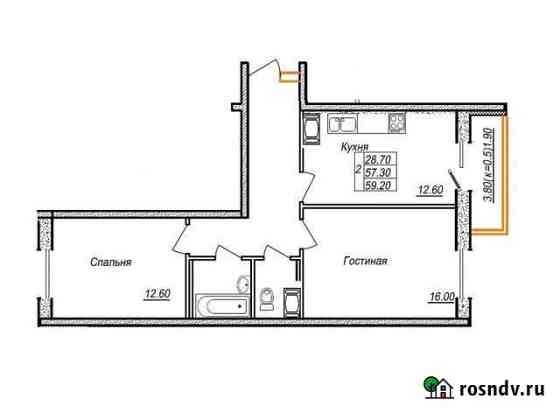2-комнатная квартира, 59.2 м², 25/25 эт. на продажу в Сертолово Сертолово